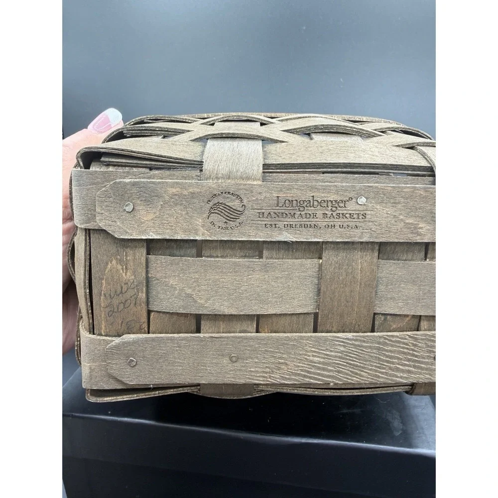 🧺 Longaberger 2007 Tea Basket Dark Brown☕W/ Hard Lidded Divided Protector 🍂